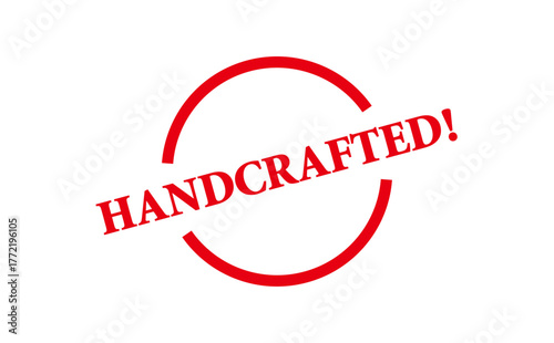 HANDCRAFTED! - HANDCRAFTED! text written on Red Rubber Stamp 
