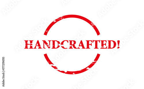 HANDCRAFTED! - HANDCRAFTED! text written on Red Rubber Stamp 
