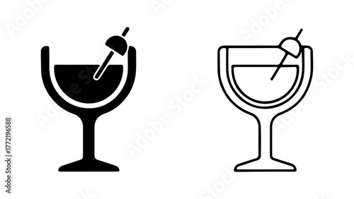 Martini glasses with olives with transparent background