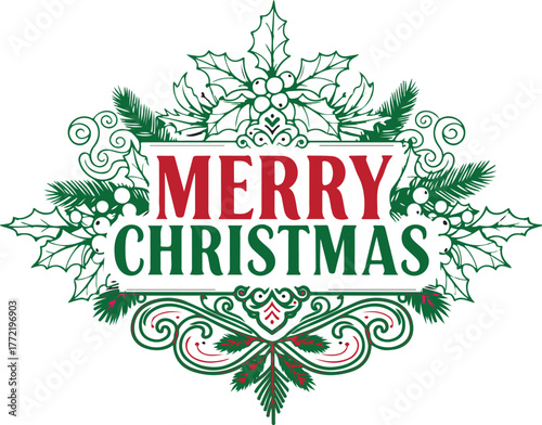 Christmas Holly Ornament Vector