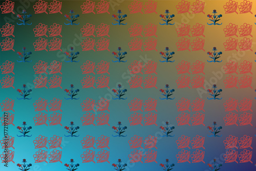 Abstract Style Floral Pattern with Coral Motifs on a Soft Gradient Background