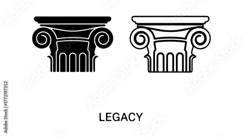 Ionic order column capitals with transparent background