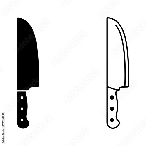 Kitchen knives with transparent background