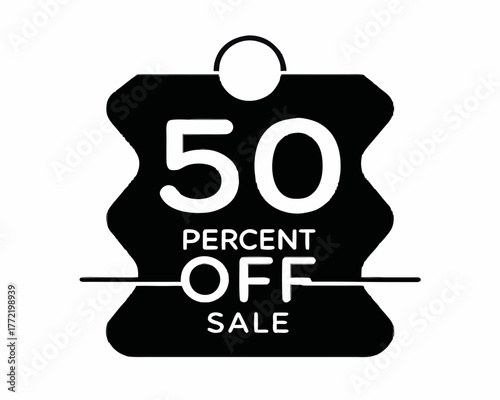 50 percent off discount badge silhouette vector illustration isolated on white background