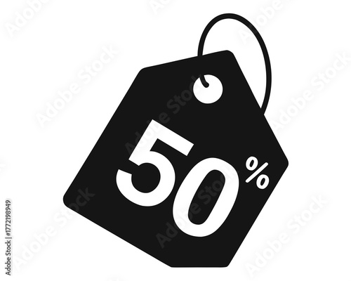 50 percent off discount badge silhouette vector illustration isolated on white background