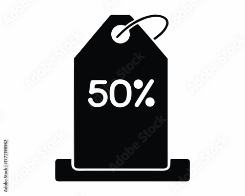 50 percent off discount badge silhouette vector illustration isolated on white background