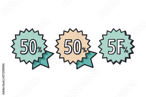 50 percent off discount badge vector illustration isolated on white background