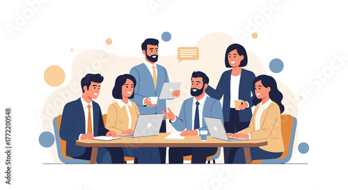 Business Team Dynamics in Action: Creative Collaboration and Strategic Planning Session