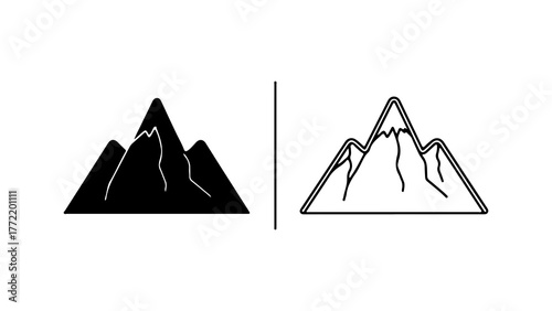 Mountain peaks outline with transparent background