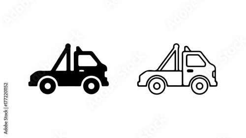Tow truck icon set with transparent background