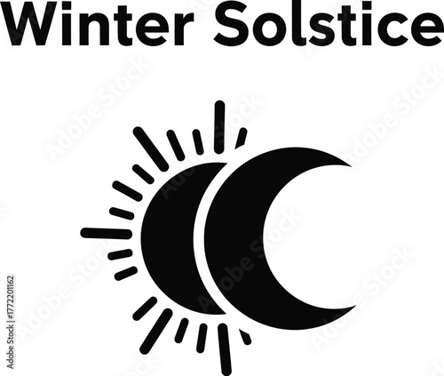 Winter solstice symbol minimalist vector illustration of shortest day of year