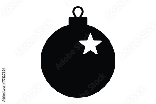 Christmas ornament ball silhouette vector, Christmas ball icon, Christmas bauble vector
