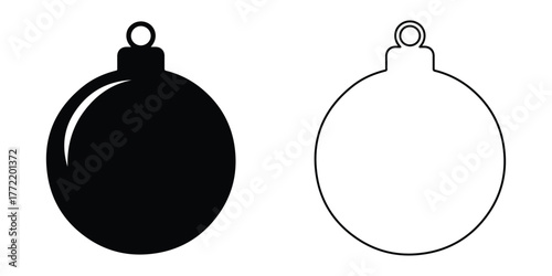 Christmas ornament ball silhouette vector, Christmas ball icon, Christmas bauble vector