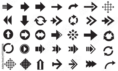 Arrow Icon Set – Bold Directional Symbols and Navigation Vector Design Collection .