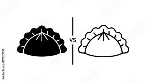Pierogi comparison black and white with transparent background