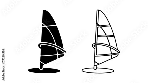 Windsurfing equipment outline with transparent background
