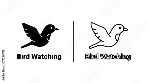 Bird watching icons with black and white styles