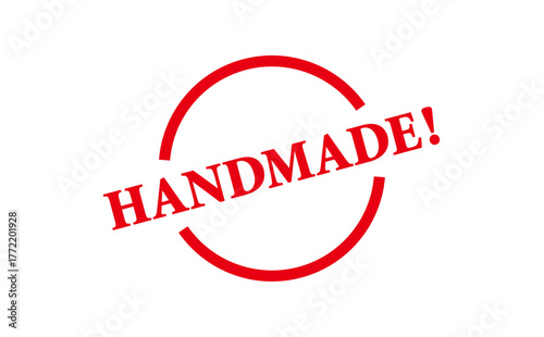 HANDMADE! - HANDMADE! text written on Red Rubber Stamp 

