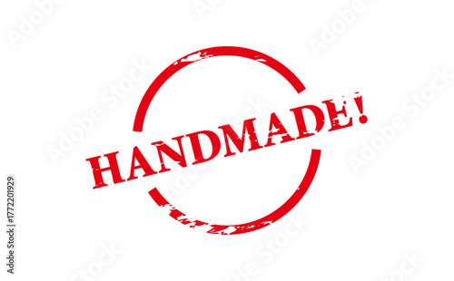 HANDMADE! - HANDMADE! text written on Red Rubber Stamp 
