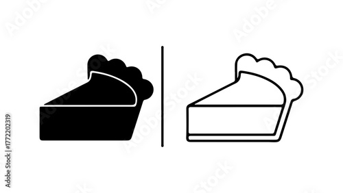 Pie slice outline and solid with transparent background