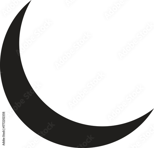 Black Crescent Moon on White Background