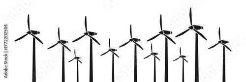 Wind turbine vector. Ideal for renewable energy, sustainability, and ecology themes. This graphic symbolizes clean power generation and environmental technology for modern projects.