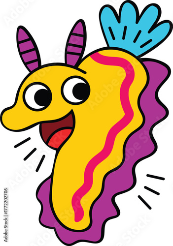 Nudibranch on a coral reef in tropical ocean