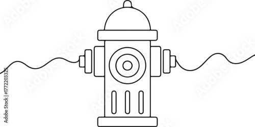 Minimalist One Line Fire Hydrant Illustration – Continuous Line Art Vector
