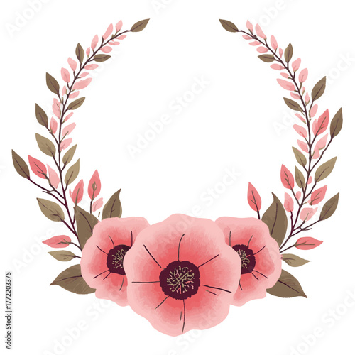 wedding crest , watercolor floral crest vector, watercolor crest