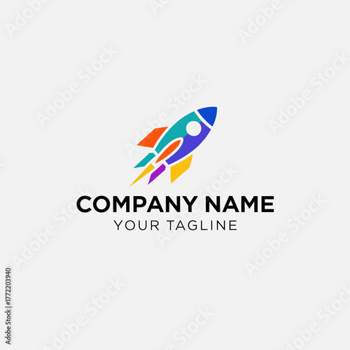 Free Download Colorful Rocket Ship Logo Design for Business and Technology. - GFXLoad