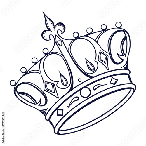 Elegant royal crown illustration with intricate details and a classic design symbolizing monarchy power and prestige
