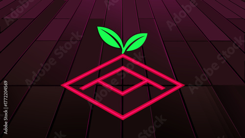 Neon cherry wood parquet floor background design