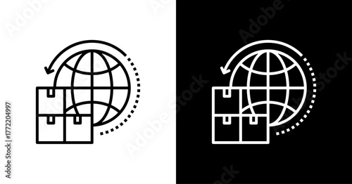 Globe White Icon Set Design