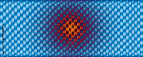 Blue Geometric Pattern with Red Magenta and Orange Center Abstract Gradient Background