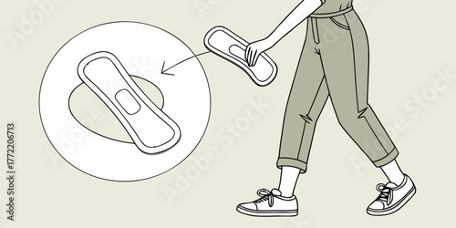 Woman walking while holding a reusable pad with casual style  