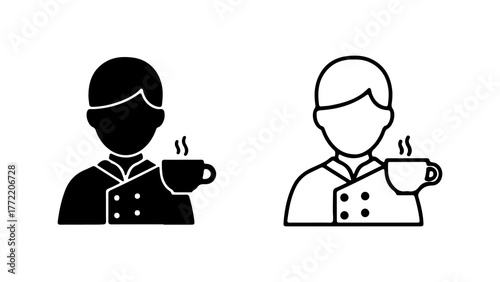 Chef enjoying coffee with transparent background