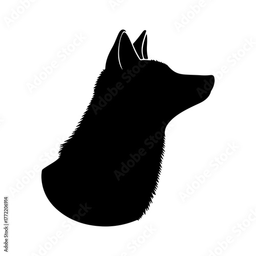 Wolf head silhouette with transparent background