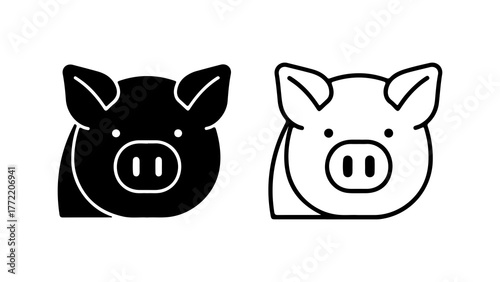 Pig head icon with transparent background