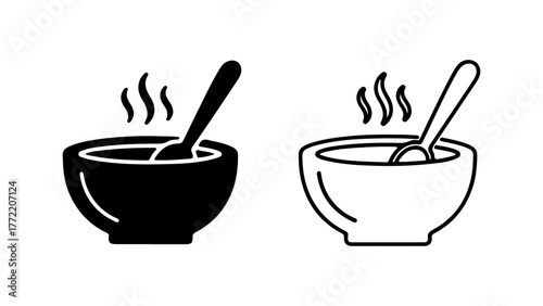 Bowl of soup with steam with transparent background