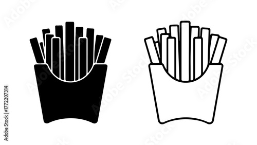 French fries in container with transparent background