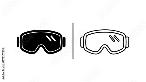 Ski goggles outline and solid with transparent background