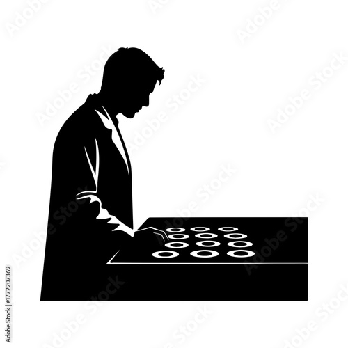 Man playing checkers with transparent background