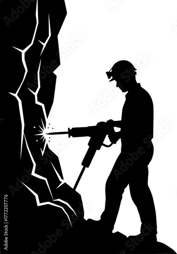 subterranean drive power tool breaching rock, unearthing vital materials, fueling growth