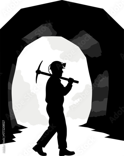 subterranean quest one worker navigates the dark, extracting vital materials