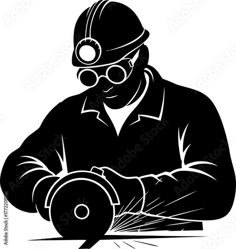 skilled worker ignites creation, shaping material with focused industrial power