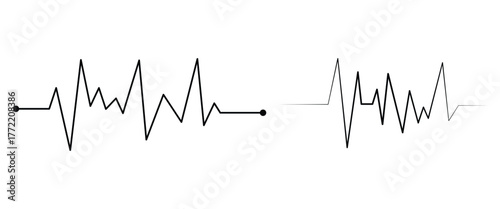 Heartbeat Pulse Line Icons with Heart Symbol, Medical ECG Vector Collection