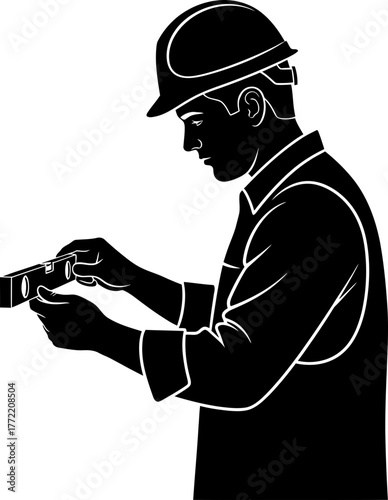 ensuring true balance diligent craftsman verifies level, guaranteeing flawless construction standards