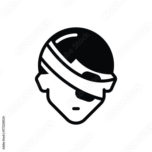 Black solid icon for eye injuries