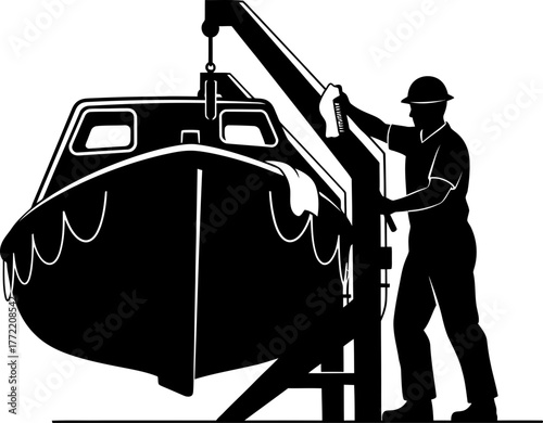 maritime workers skill ensures safe launch of critical sea vessel