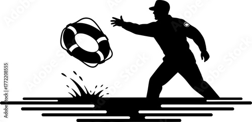 heroic figure casts lifeline, offering immediate salvation from treacherous waters